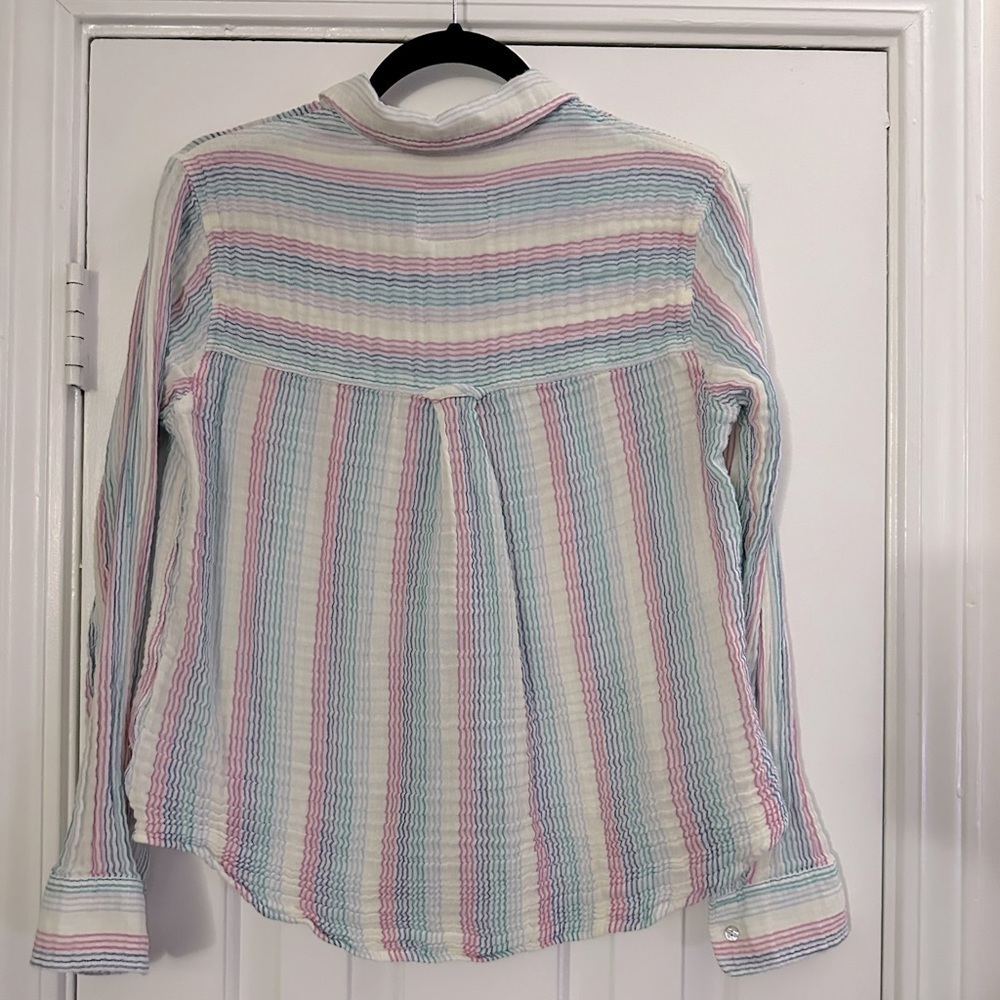 RAILS Rainbow Ellis Iris Striped Soft Gauze Long Sleeve Button-Down Shirt Small - Picture 3 of 5